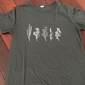 Girls Grey Flower embroidered t-shirt